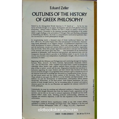 EDUARD ZELLER - OUTLINES OF THE HISTORY OF GREEK PHILOSOPHY